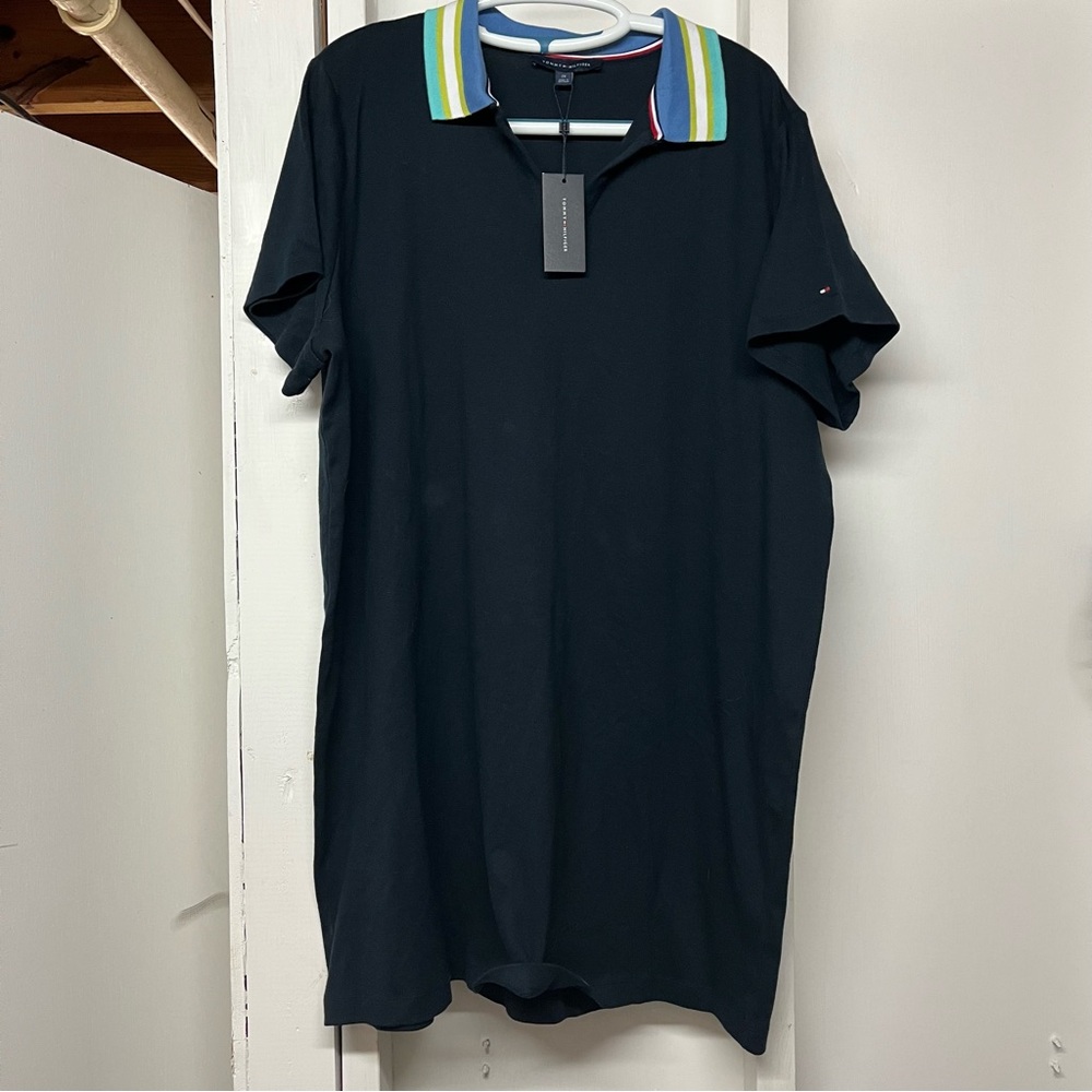Tommy Hilfiger Size 2X Womens Knit Shirt Dress NWT Blue/Green